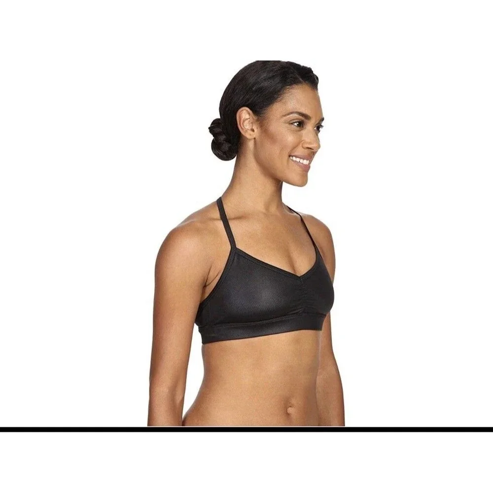 Alo Yoga Blue Sunny Strappy Sports Bra Small Black Glossy